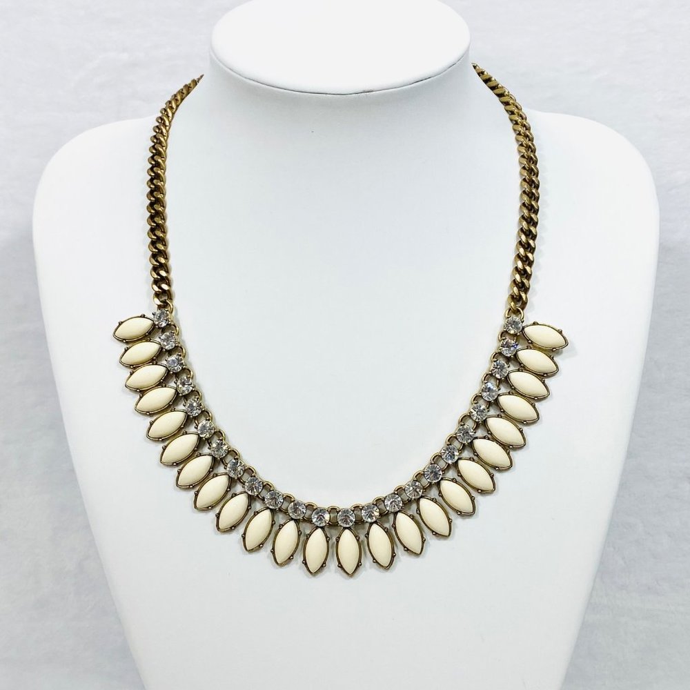 J. Crew Ivory Color Satement Necklace w/Rhinestones - 18" + 2.5"